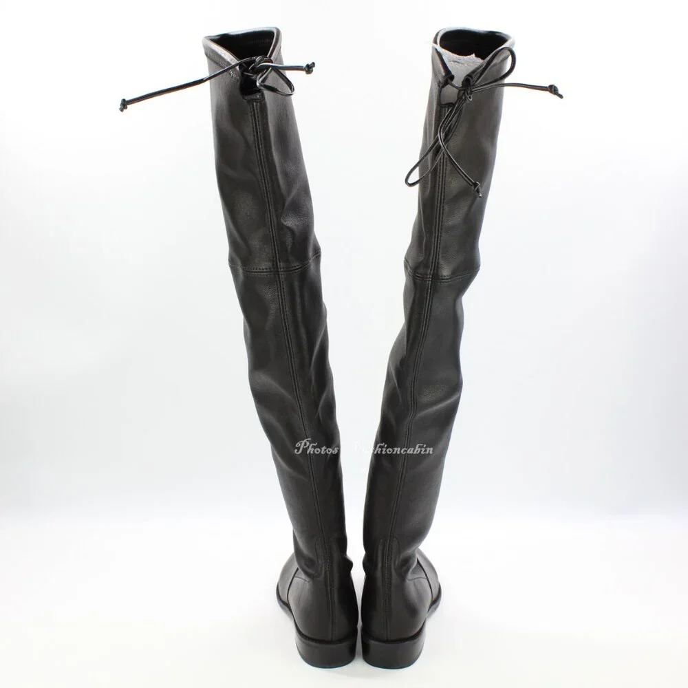 NEW Stuart Weitzman Lowland Over-the-Knee Boots-Black Leather – Small Feet